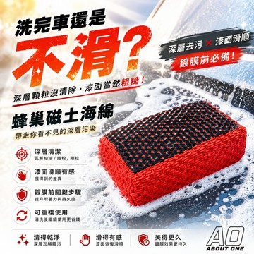 【24H出貨 A.O 蜂巢磁土海綿】魔泥擦 魔泥海綿 磁土海綿 磨泥 美容黏土海綿 洗車工具 輪框清潔 磁土系列