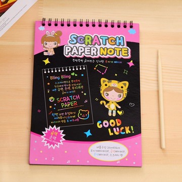 大號 彩色刮畫本 創意刮刮畫 炫彩刮畫本 diy線圈刮畫本 卡通塗鴉刮畫 砂畫 沙畫yf16794