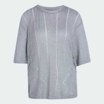 Adidas 愛迪達 Knitted Jersey KZ5061 女 T恤 短袖上衣 休閒短袖 灰 亞版 針織