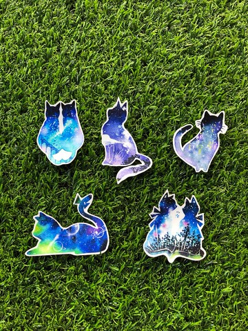 PVC防水貼紙-(中)-星空貓款