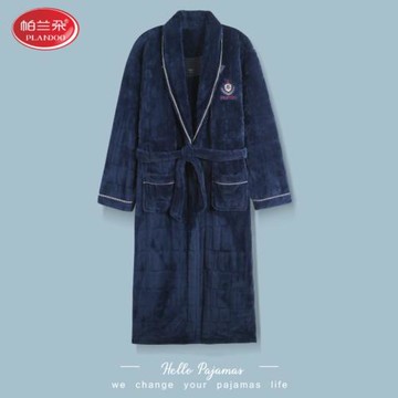 帕蘭朵2025新款珊瑚絨睡衣男士秋冬季加厚加絨法蘭絨睡袍浴袍長款