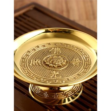 秦歌黃銅供佛果盤貢盤蓮花盤佛前供佛盤招財供盤家用財神爺供果盤