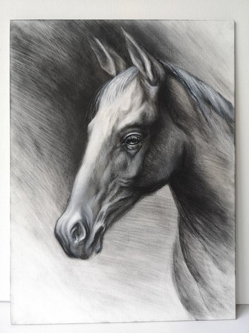 Horse Painting Original Art on Canvas Panel Animal Wall Art