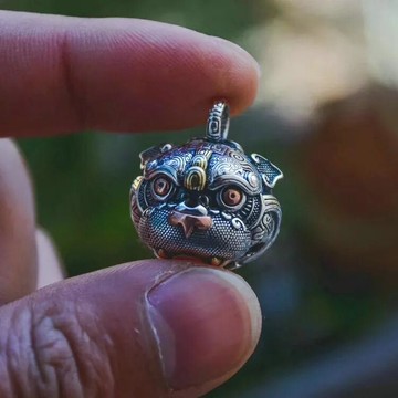 本命年虎鈴項鏈十二生肖吊墜小鈴鐺鐺萌驅魔鈴配飾虎頭銀鈴鐺