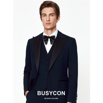 【塔士多】藏藍色高定西服套裝男士休閑西裝新郎結婚晚宴禮服正裝