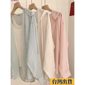 🌟新店優惠🌟夏天女裝 休閒連帽 天絲亞麻 防曬衣 空調襯衫女 夏季新款 棉麻 寬鬆襯衣薄款 長袖上衣 襯衫 開衫