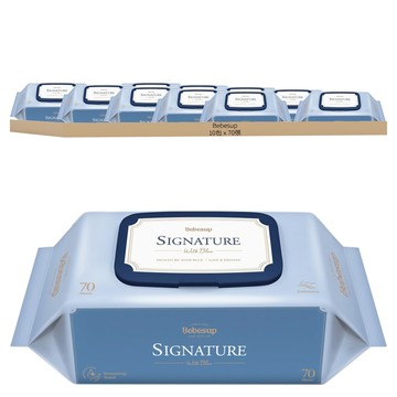 Bebesup Signature With Blue系列 嬰幼兒濕紙巾 掀蓋式 藍色款 10包  70張
