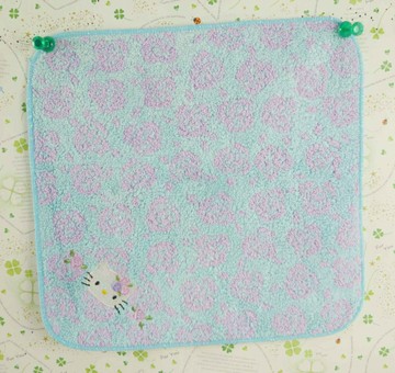 【震撼精品百貨】Hello Kitty 凱蒂貓 方巾/毛巾-紫底-藍玫瑰 震撼日式精品百貨
