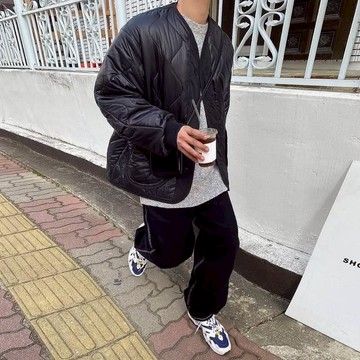 ☆LimeLight☆ 韓國 保暖葫蘆棉菱格縫線外套 日系 秋冬 寬鬆 穿搭 有型 情侶 男女 防風