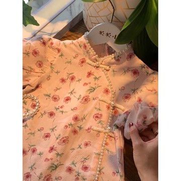 女.童旗袍裙中國風兒1童2025夏季童.裝古裝裙子寶公主雪紡連衣裙4