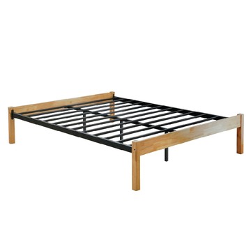 【RICHOME】 貝德雙人床架原木色+黑色