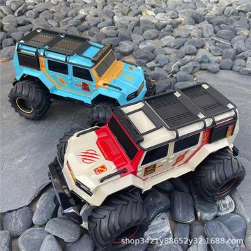 跨境遙控車水陸兩棲特技車警車攀爬四驅越野車沙灘玩具大腳水陸車