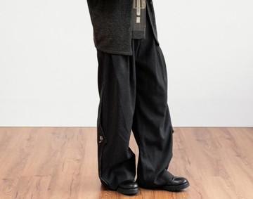 【弦音】森系文藝復古 刺繡闊腿褲