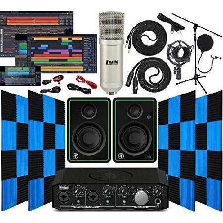 Mackie Onyx Producer 2-2 Audio Midi interface With Software Bundle with CR3-X Pair Studio Monitors, 24 Pack Acoustic Soundproof Studio Foam Wedges Sou