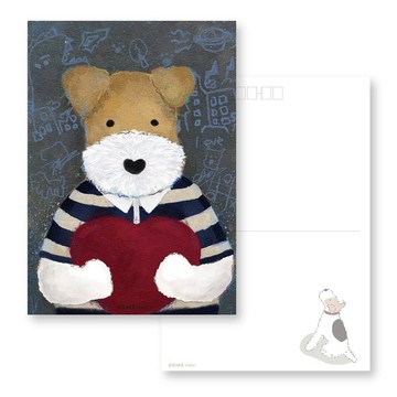 Wirefoxterrier 剛毛獵狐梗 厚磅明信片-擁抱愛心款