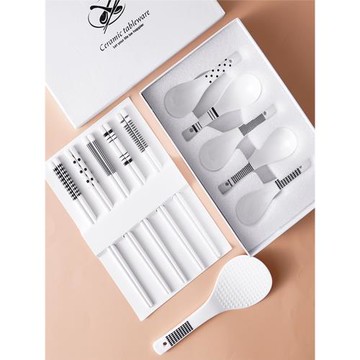 陶瓷筷子骨瓷赫本風日式餐具高顏值耐高溫防霉勺子禮盒裝餐廳家用