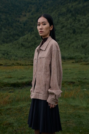 扎染木絞修身外套