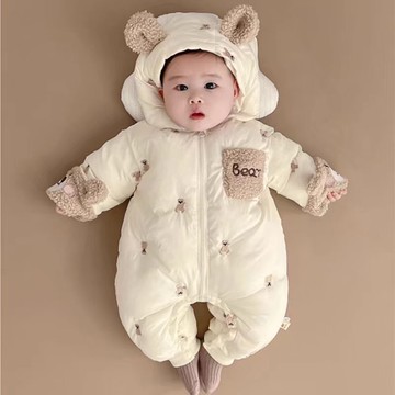 寶寶哈衣羽絨棉秋冬保暖初生兒連體衣嬰幼兒外出衣服新生兒爬爬服鑫弘-萌寶童裝可開發票