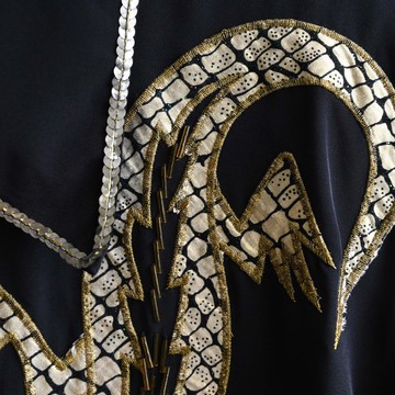 【蛋植物古著】花火蜥蜴刺繡長袖古著襯衫