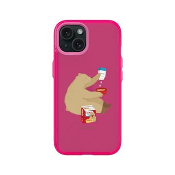 iPhone 15 Clear 粉漾桃 - 咻咻熊 XiuXiubear - 營養熊麥片