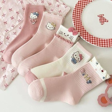 🎀臺灣出貨🎀兒童襪子中筒秋冬寶寶女童女孩學生卡通Kitty貓襪子女童襪子冬季 兒童襪子 襪子兒童 女童襪子 幼童襪子