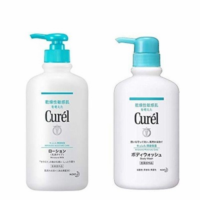 キュレル ローション ポンプ 単品 410ml & ボディウォッシュ ポンプ 420ml(赤ちゃんにも使えます)