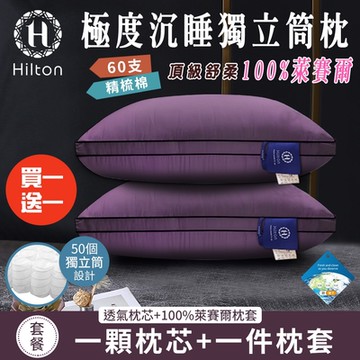 【Hilton 希爾頓】銀離子100%萊賽爾60支紗獨立筒枕/紫色(萊賽爾枕/枕頭/助眠枕/舒柔枕)(B0117-L)(買1送1)