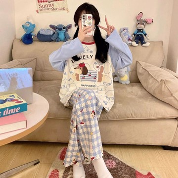 可可裡🌺初中生睡衣春秋款加大碼韓版胖mm200斤ins公主風可兩件套家居服