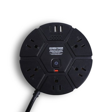 ADAMOUTDOOR 5座PD延長線1.8M( (3孔 USB-C USB-A TYPY-C 露營 野營 電源線 3插頭)