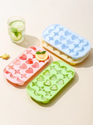 創意速凍冰塊模具硅膠制冰盒帶蓋冰格冰粒家用冰塊儲存盒制冰神器