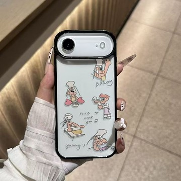 韓版卡通廚師適用蘋果17Pro手機殼iPhone16透明15Plus亞克力13/12