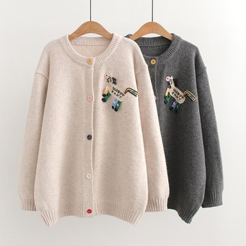 ＊ORead＊日系學院風卡通貼布繡毛衣外套(2色F碼)