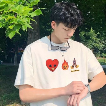 DREW HOUSE 愛心火焰 雙手合十字母 短袖 短T