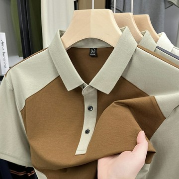 【巴黎精品】現貨+預購 夏季短袖上衣男襯衫高爾夫球衫絲光棉商務休閒撞色冰絲-薄款男POLO衫3色a1jw27