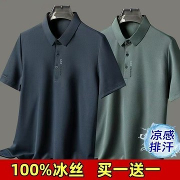 冰絲短袖上衣男 男士商務T恤 休閒短袖 T恤 翻領短袖上衣 polo衫 薄款半袖 冰絲T恤 排汗衫 重磅 透氣 涼感短袖