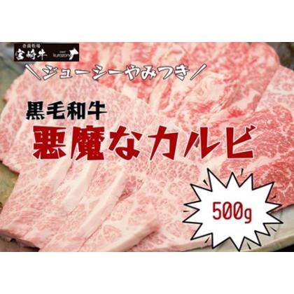 ふるさと納税 宮崎県産黒毛和牛悪魔なカルビ焼肉　 500ｇ 宮崎県小林市