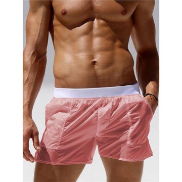 性感透明短褲男 沙灘褲無內襯 個性誘惑透明泳褲透氣薄款時尚夜店