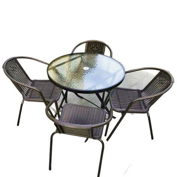 戶外桌椅休閑藤椅三件套陽臺桌椅庭院露天仿藤編椅茶臺茶桌靠背椅[DD010109]