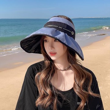 【KISSDIAMOND】度假風大帽簷黑膠遮陽帽 KDH-E435(遮陽/防曬/全防護/好收納/藍色)