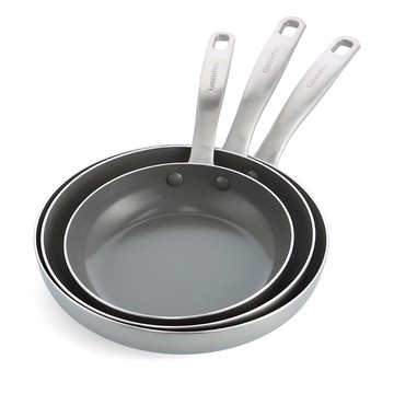 GreenPan 3 Piece Stainless Steel Frypan Set