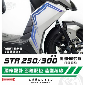 彩貼藝匠 STR 250／300（通用）側邊H殼 拉線A009（一對）3M反光貼紙 ORACAL螢光貼 拉線設計 裝飾