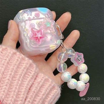 ✨限時特惠✨ins彩色立體星星蘋果1藍牙2代適用耳機殻AirPods3代掛件Pro保護套