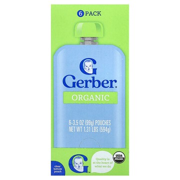 Gerber, 有機果泥，第 2 階段輔食®，蘋果藍莓菠菜，3.5 盎司（99 克）