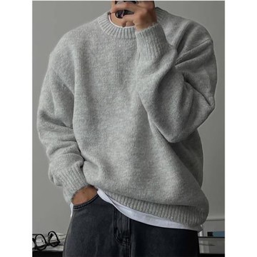美式加厚保暖軟糯針織衫男款秋冬季內搭慵懶打底毛衣寬松圓領線衣