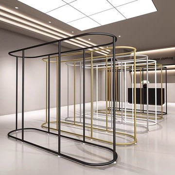 免運 可開票 超低價 工廠直銷 陳列衣服橢圓形中島服裝店衣架落地立式展示架貨架簡約服裝店架子