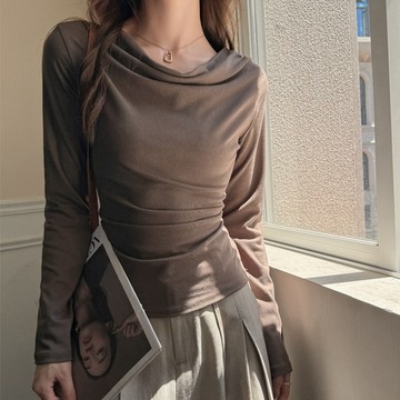 現+預 修身顯瘦 莫代爾長袖內搭上衣*5色 (M-2XL) | kukuta