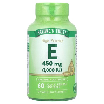 Nature's Truth, 維生素 E，優效，450 毫克（1,000 國際單位），60 粒速釋軟膠囊