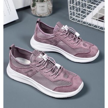 中老年媽媽鞋夏款鏤空透氣戶外運動網鞋老人旅游輕便大碼健步鞋子