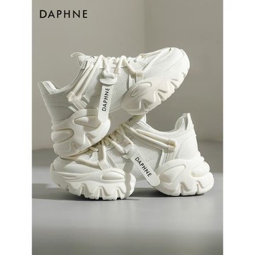 達芙妮厚底老爹鞋女春季2026新款休閑百搭舒適輕便透氣白色運動鞋