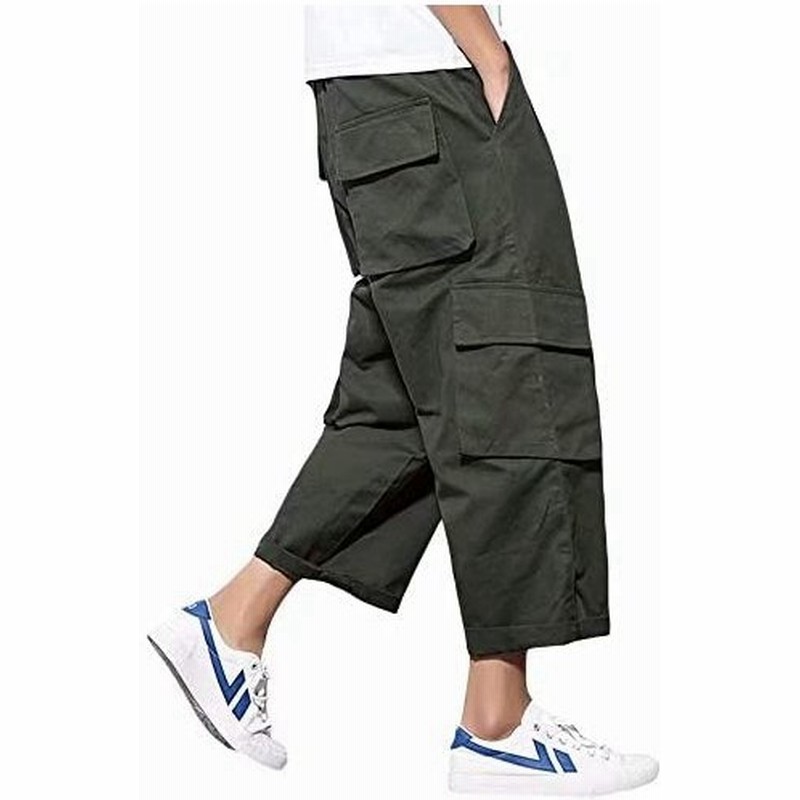 Yimanie カーゴパンツ メンズ トラックパンツ 作業ズボン ワイドパンツ 長ズボン 九分丈 七分丈 アーミーグリーン S 通販 Lineポイント最大get Lineショッピング